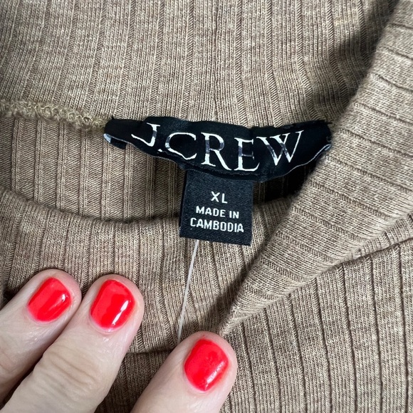 NEW J. Crew Women's XL Caramel Cotton Premium Rib Whipstitch Mock Turtleneck - Picture 9 of 12